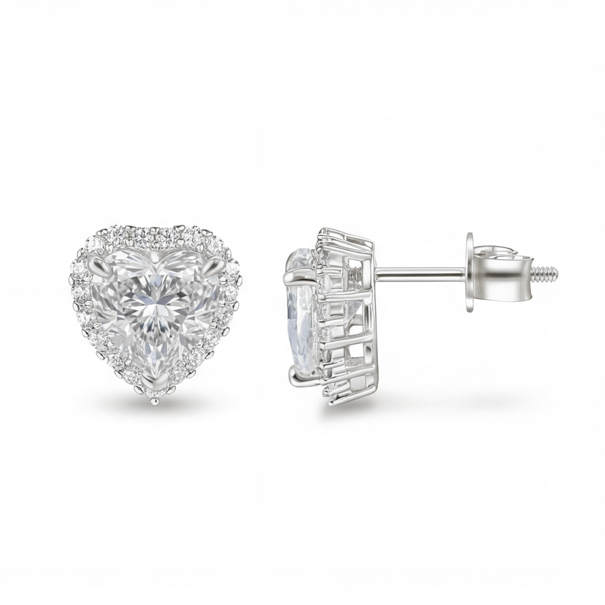Belleza - Hjerteformede moissaniteøreringe i halofatning
