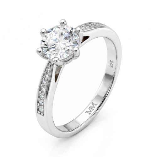 Sophia - Moissaniteforlovelsesring med pavésidesten