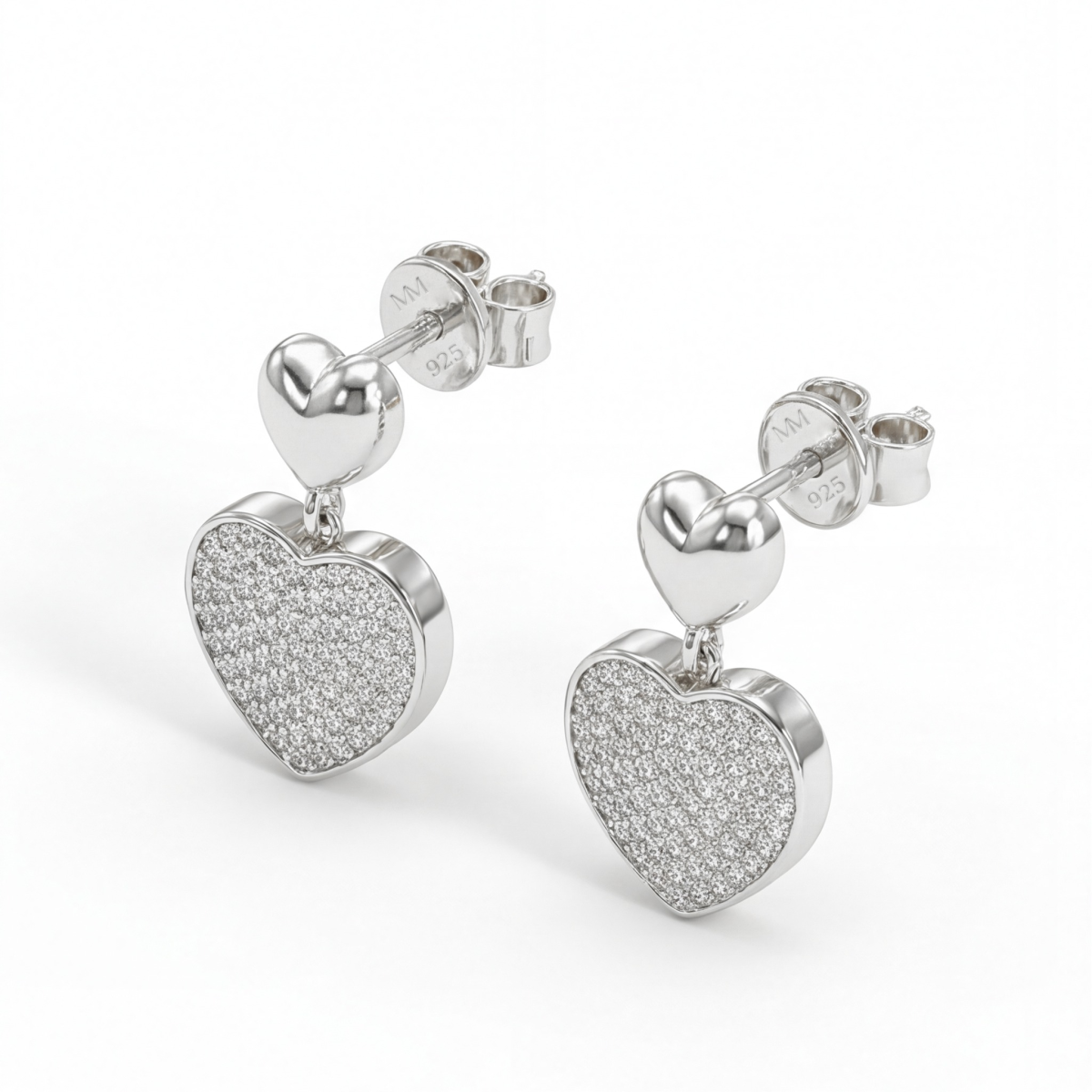 Hearts of Pavé - Moissaniteøreringe med vedhæng i pavéfatning