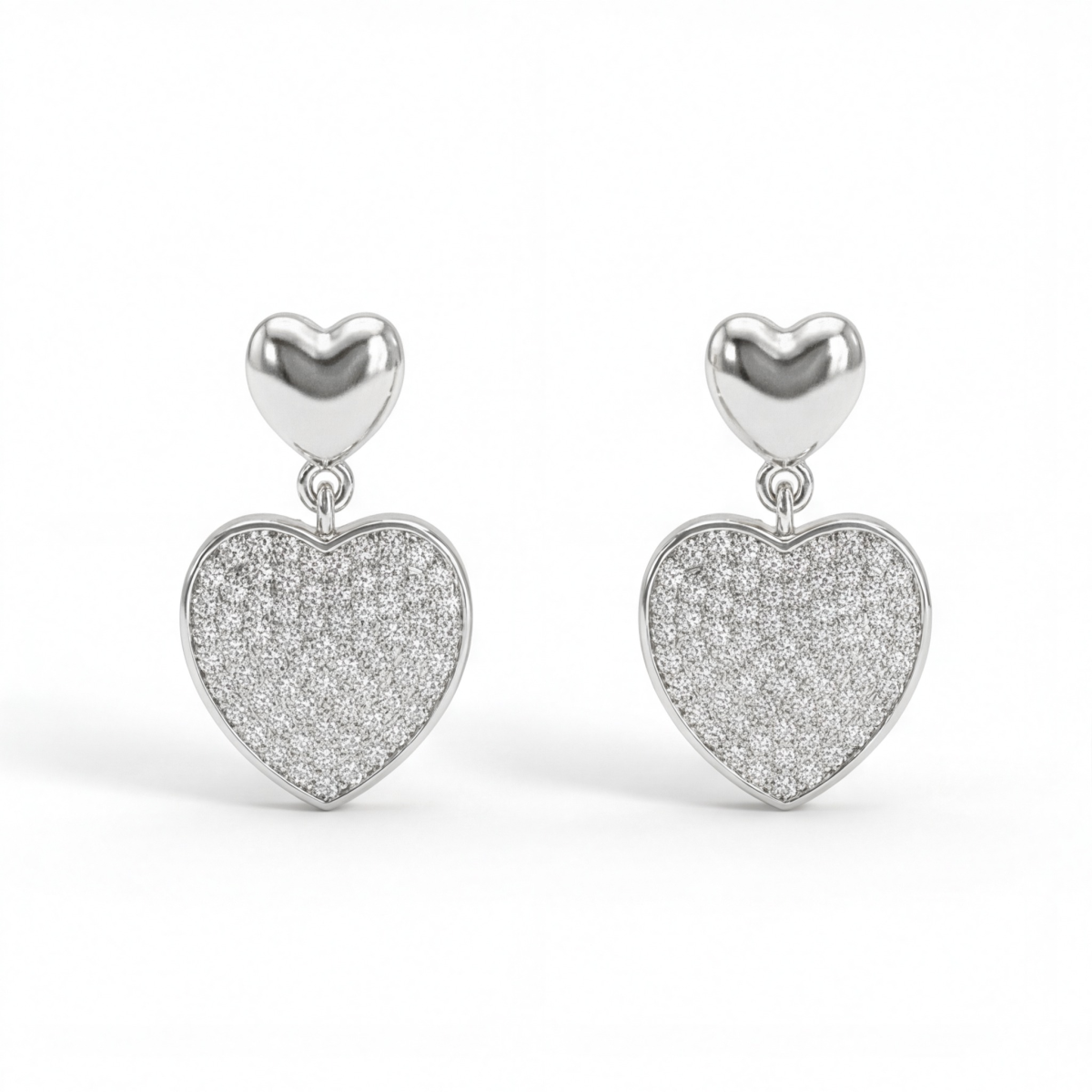 Hearts of Pavé - Moissaniteøreringe med vedhæng i pavéfatning
