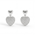 Hearts of Pavé - Moissaniteøreringe med vedhæng i pavéfatning
