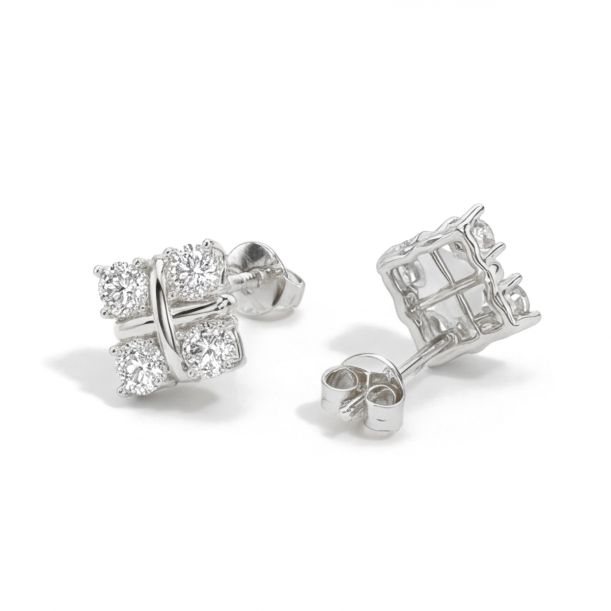 Moissanite Quadrants - Ørestikker med moissanite