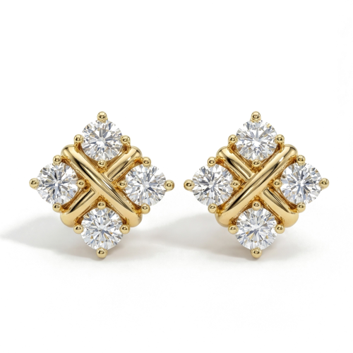 Moissanite Quadrants - Ørestikker med moissanite