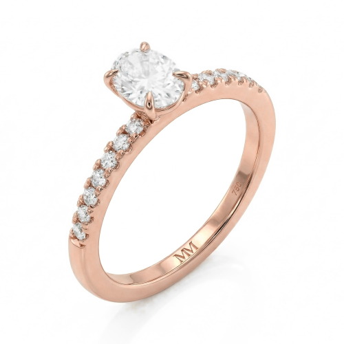 Nina - Ring med oval moissanite og pavéfattede sidesten