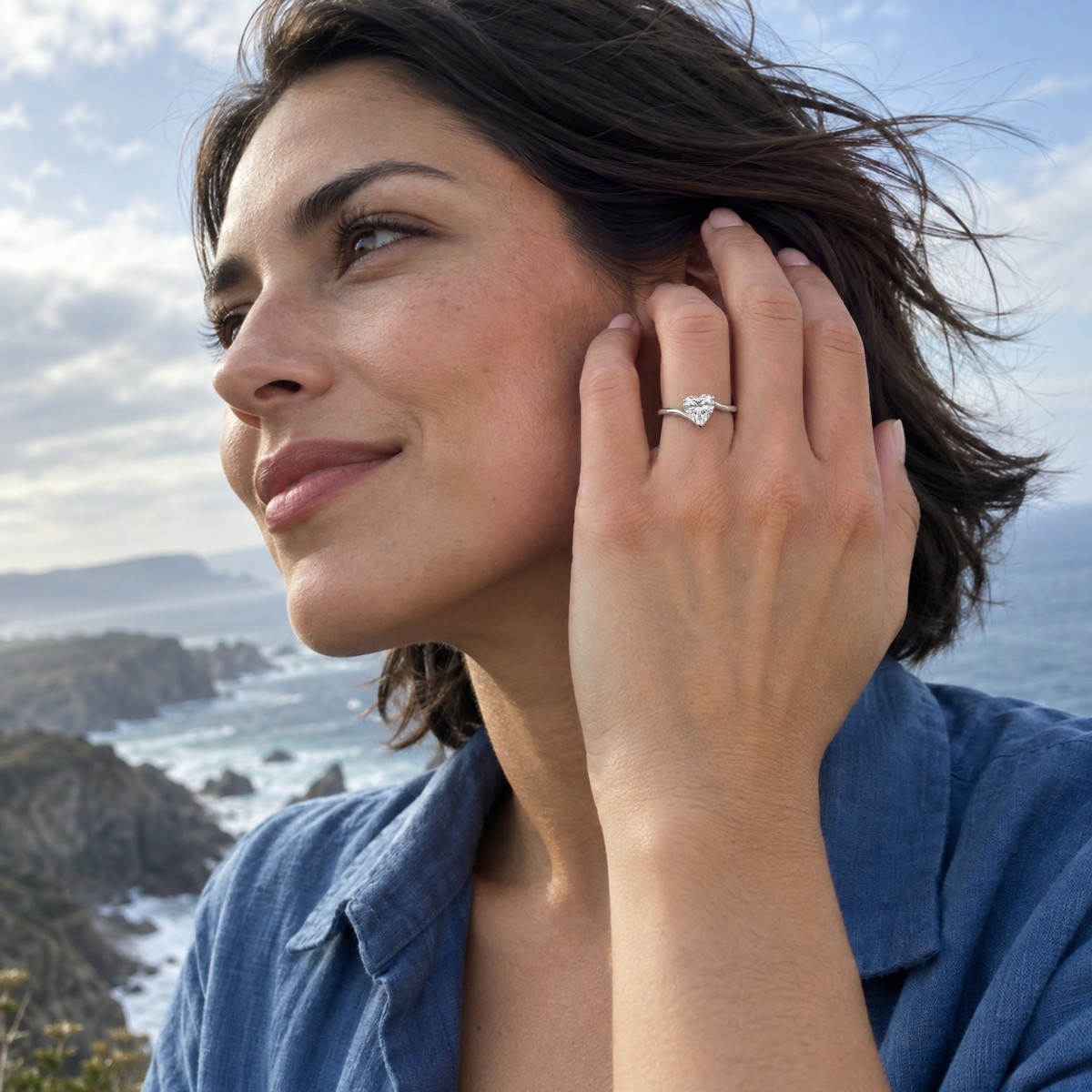 Amora - Solitairering med hjerteformet moissanite | My Moissanite