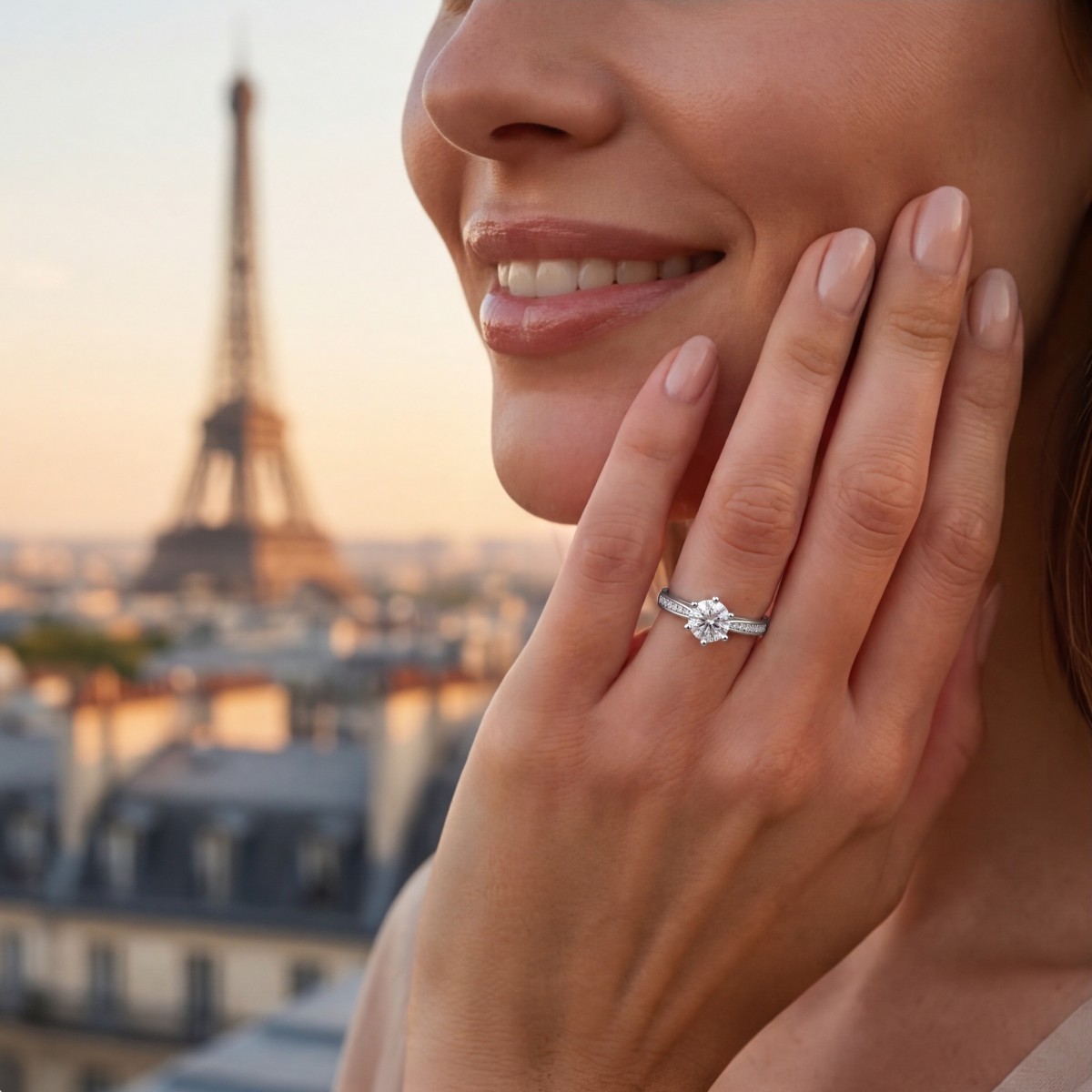 Sophia-ring - Moissaniteforlovelsesring med pavésidesten