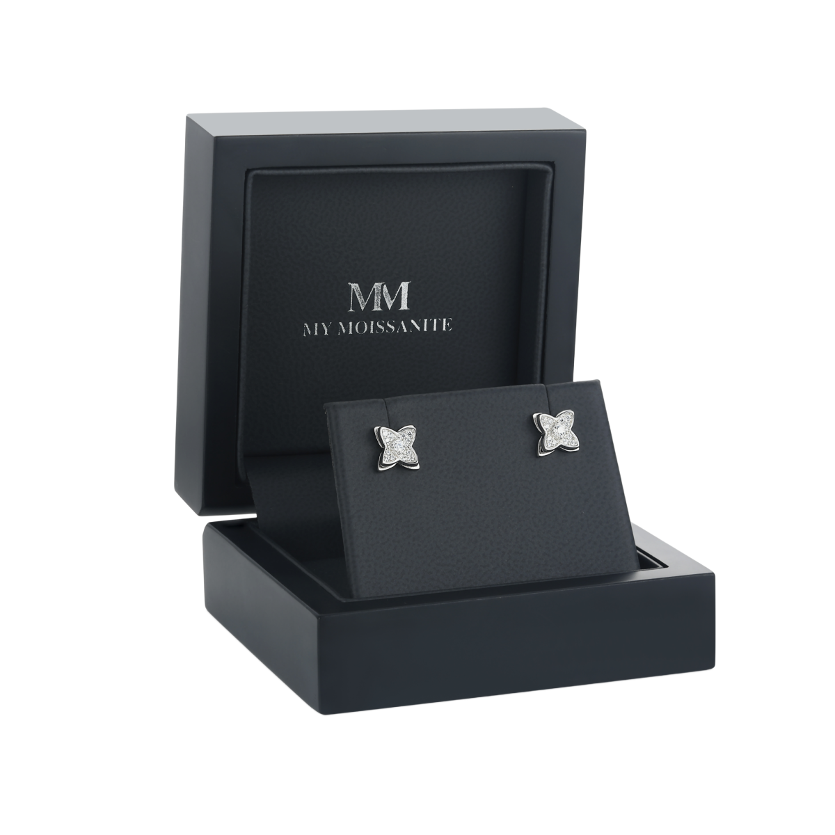 Sparkling Flowers - Ørestikker med moissanite i pavéfatning