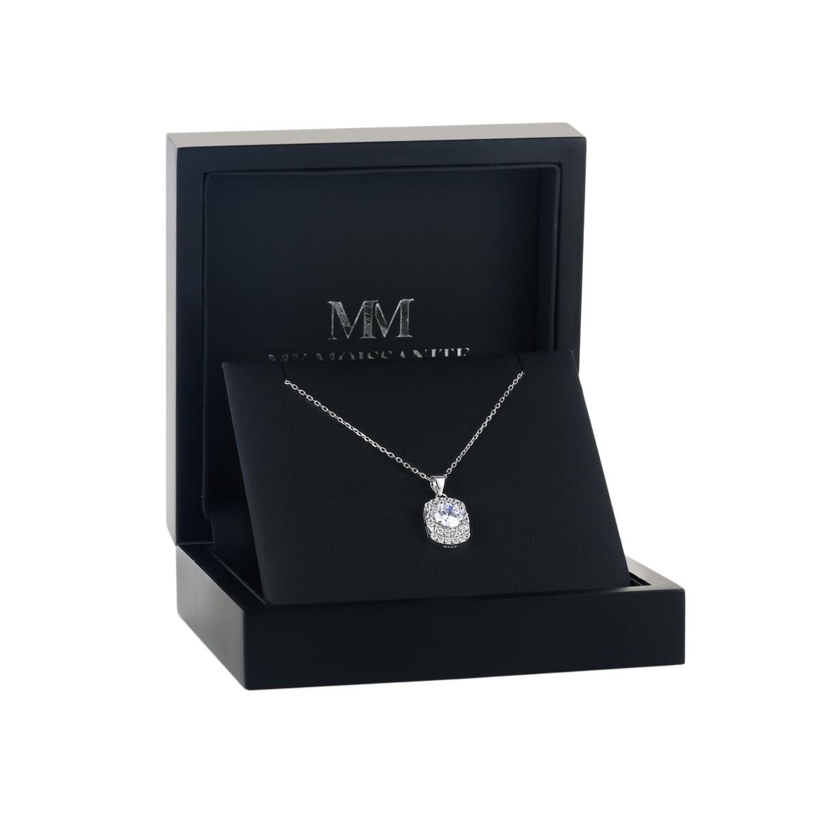 Memento - Brillantslebet moissanitevedhæng i pavéhalodesign