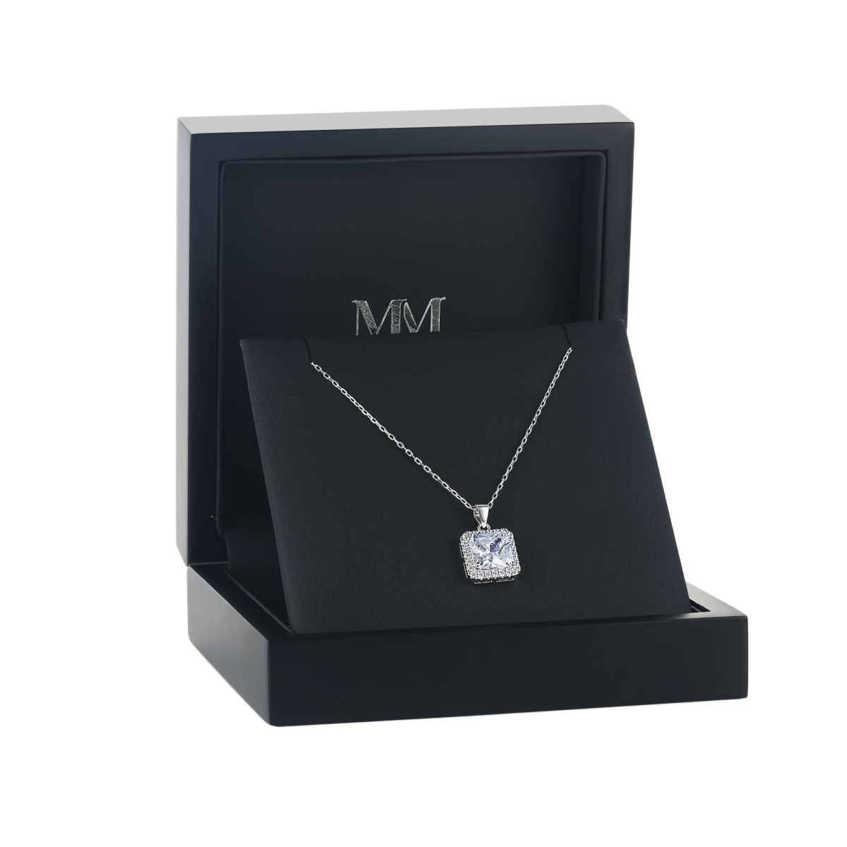 Radiance - Vedhæng med prinsesseslebet moissanite og halo