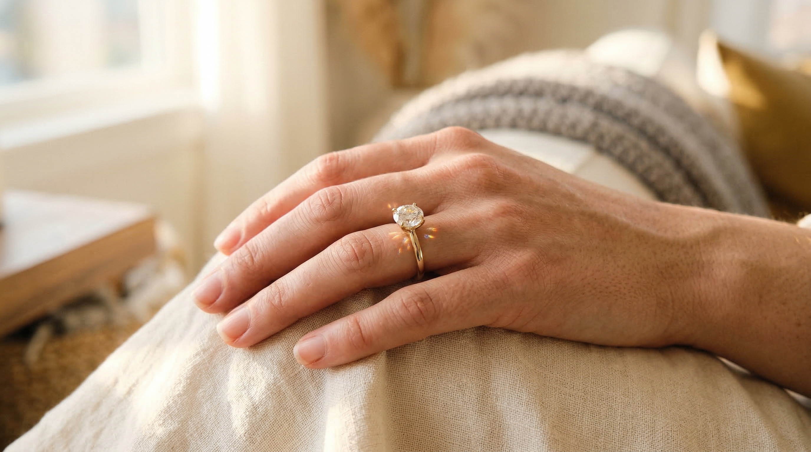 Moissanite-forlovelsesring med strålende lysspredning og ild