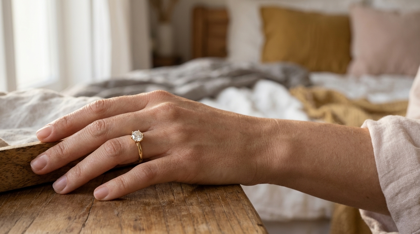 My Moissanite-ring i varmt, naturligt lys